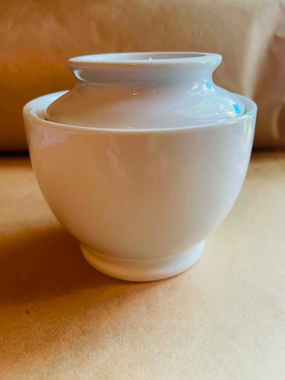 French Butter Bell Crock by Cordon Bleu White Ceramic Butter Keeper Farmhouse